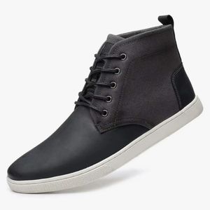 Arkbird Casual Sneaker shoes Chukka boots lace up Black Leather & Canvas Men's 9